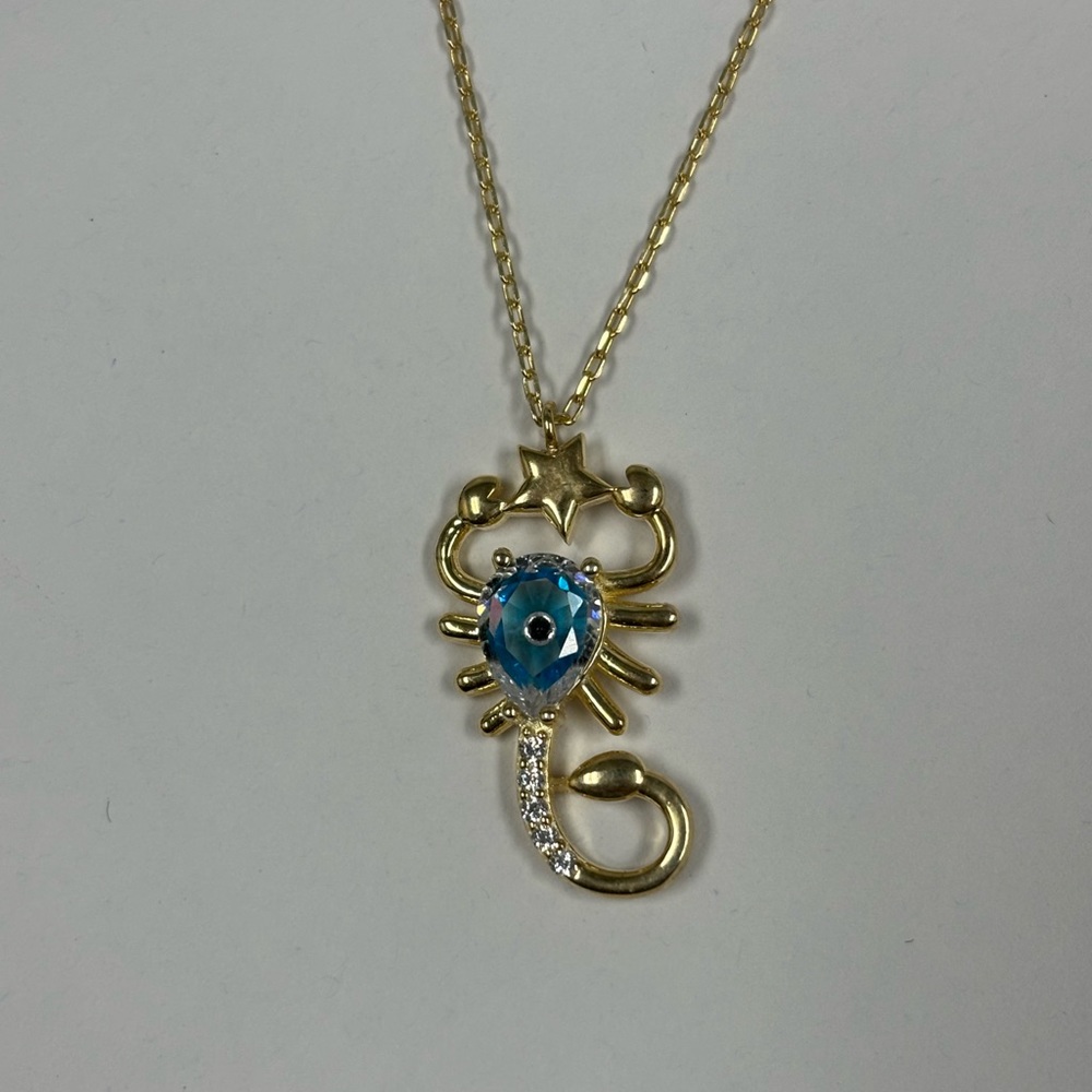 Sterling Silver Gold Plated Evil Eye Necklace